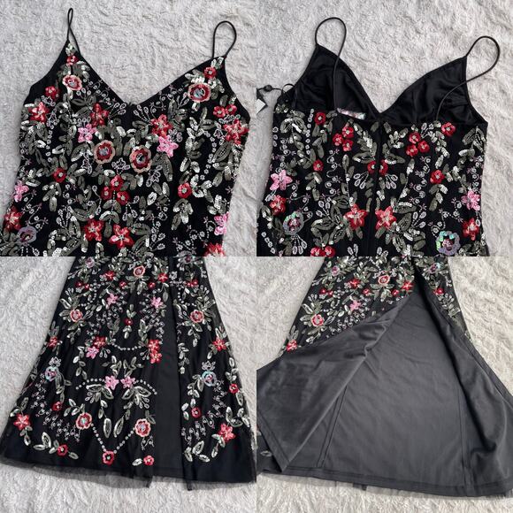 New Adrianna Papell beaded sequin floral gown maxi slip dress formal long prom - Picture 11 of 15